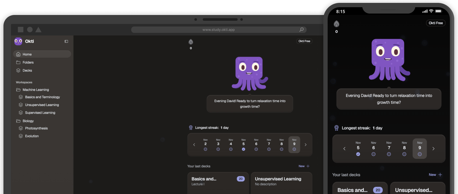 Image of okti's desktop and mobile app