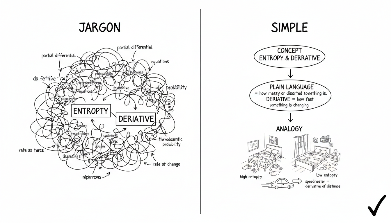Infographic: turning jargon into a simple explanation with the Feynman technique